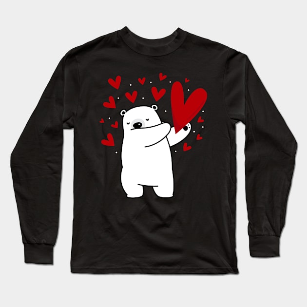 Dabbing Polar Bear Heart Love Long Sleeve T-Shirt by stayilbee